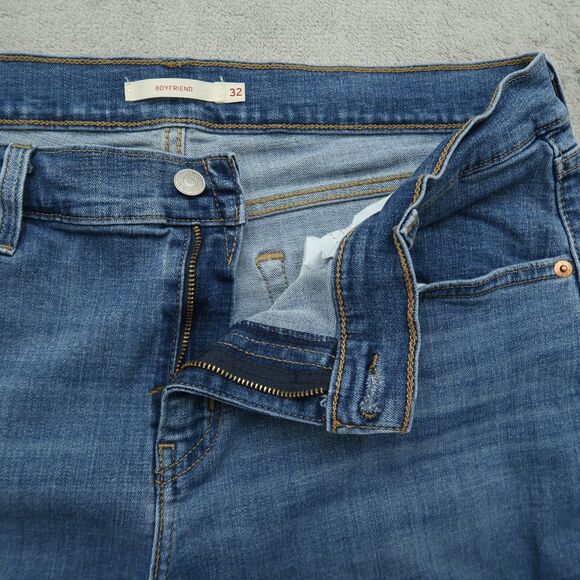 Levi's Jeans Women's Size 32 Blue Mid-Rise Boyfriend 26.5" Inseam Distressed - Picture 2 of 16